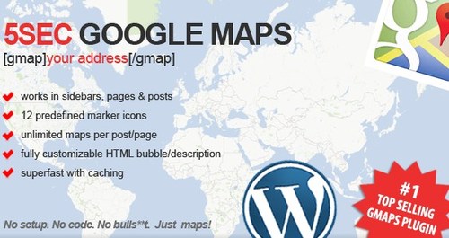 Product picture 5SEC GOOGLE MAPS WORDPRESS PLUGIN 1.42